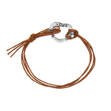 Brazalete ajustable cuero Marrón encanto LOVE