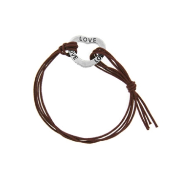 Brazalete ajustable cuero Marrón encanto LOVE