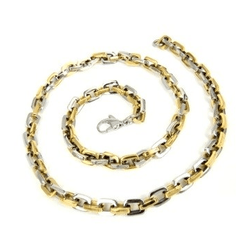Cadena de Acero, dos tonos, IP Dorado