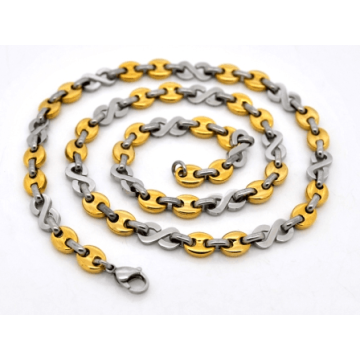 Cadena de Acero, dos tonos, IP Dorado