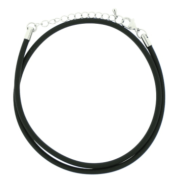 Cadena de PU Negro, Cierre de Acero, L= 45cm, Esp= 4mm, Ext= 5cm