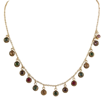 Collar gold con Cristales Multicolor 40 cm + 5cm Extension 
