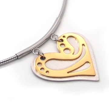 Collar dije de Corazón y acero bicolor