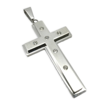 Dije con forma de cruz y zirconias