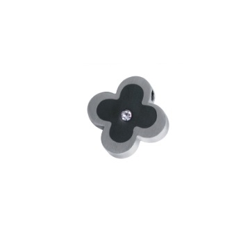 Dije flor, detalles en negro con zircón