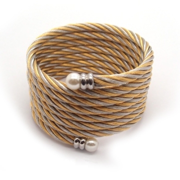 Pulsera ajustable Bicolor detalles en Perlas