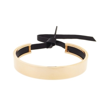 Pulsera Gold Rose cuero color negro