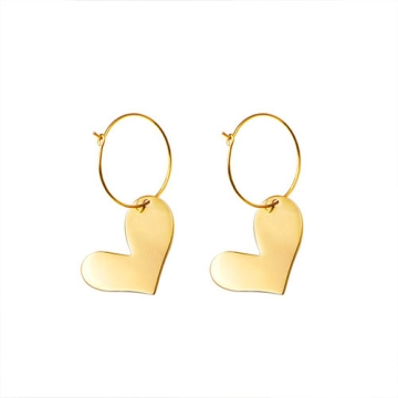Aretes de Acero Tono Dorado Aro y Corazón