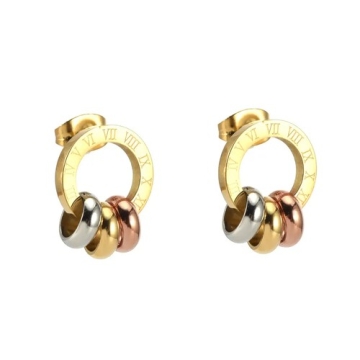 Aretes de Acero Tono Dorado