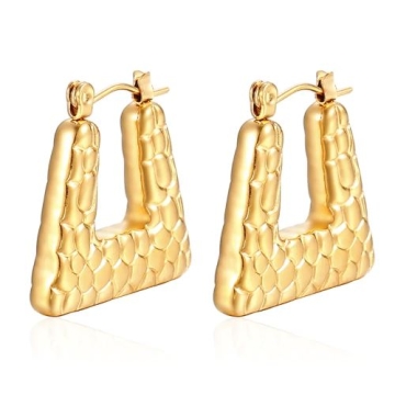 Aretes de Acero Tono Dorado
