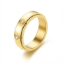 Anillo de Acero Tono Dorado 6 mm de Ancho Giratorio con Zirconias thumbnail