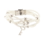 Brazalete Cuero blanco esferas y colgante de Llave thumbnail