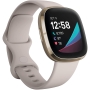 Fitbit Sense avanzado con herramientas para la salud del corazón, manejo del estrés y tendencias de temperatura de la piel, Alexa integrado, blanco / dorado, talla única (bandas S y L incluidas) thumbnail