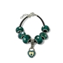 Brazalete de Encantos De corazón y Verdes Para Mujeres y Muchachas, Cadena de Cuerda De cuero, 7 pulgadas. Estilo Pandora® thumbnail