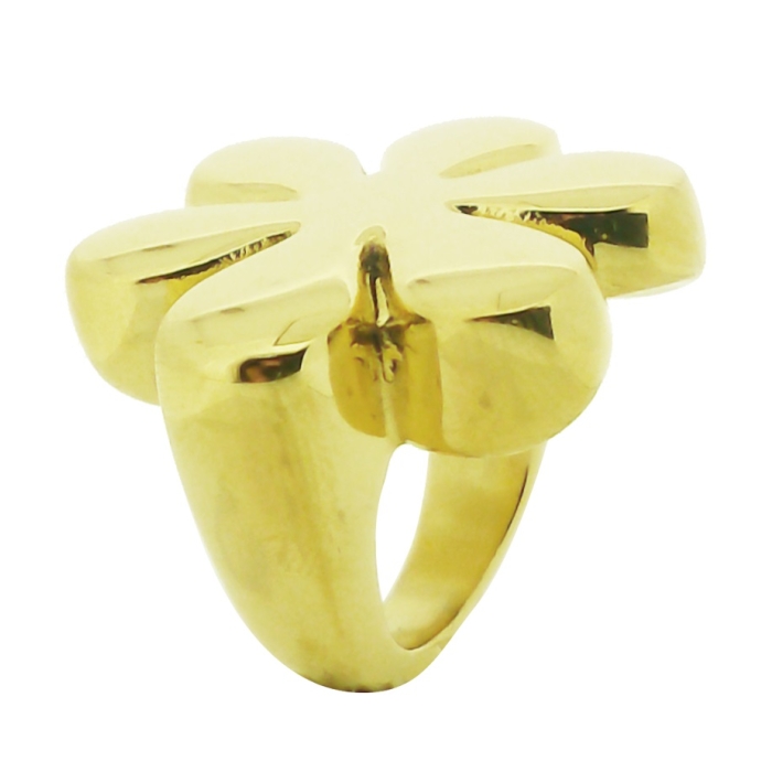 Anillo de Acero, tono dorado, forma flor