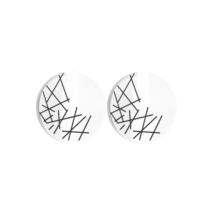 Aretes circulares líneas negras decorativas