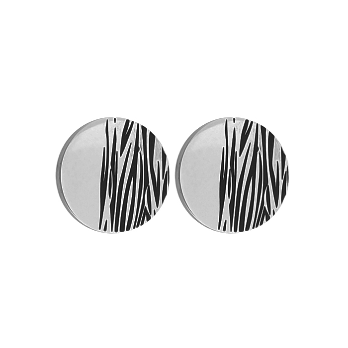 Aretes circular líneas negras decorativas