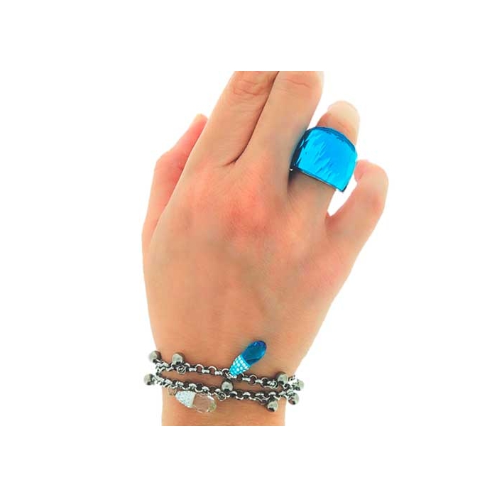 Brazalete con balines y piedra transparente swarovski y zirconias