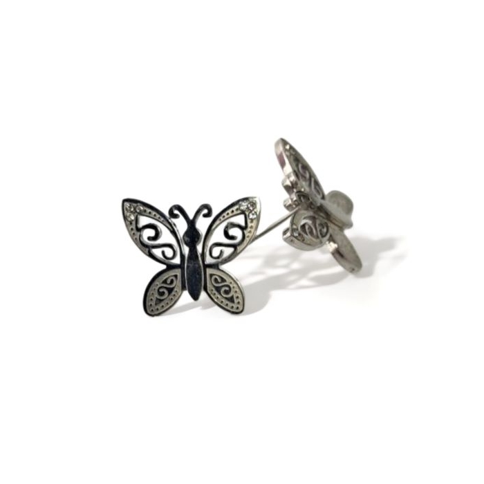 Aretes mariposa con pequeñas zirconias