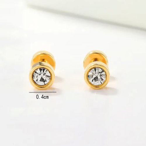 Aretes de Acero Tono Dorado con Zircon - Flip image view