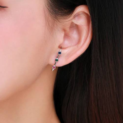 Aretes de Plata 925 Tono Dorado con Zircones de Colores - Flip image view